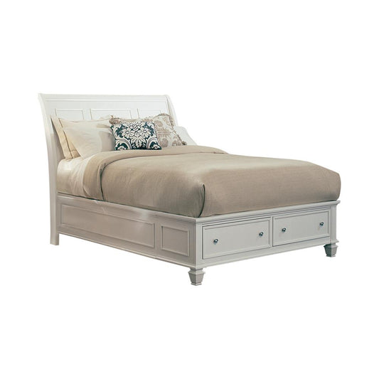 Sandy Beach Queen Storage Sleigh Bed White