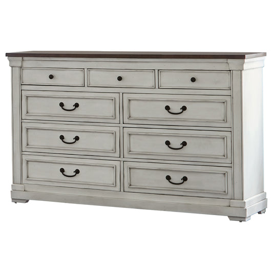 Hillcrest 9-drawer Dresser Dark Rum and White