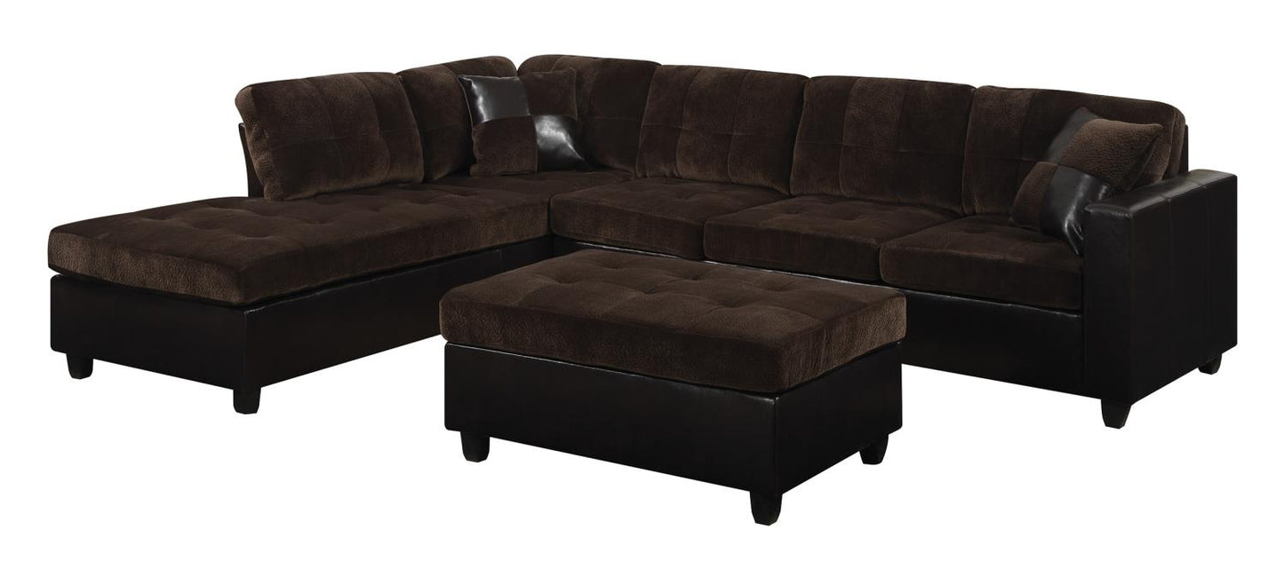 Mallory Tufted Upholstered Sectional Dark Chocolate