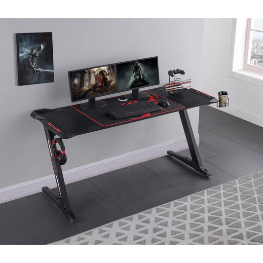Brocton Metal Z-shaped Gaming Desk Black