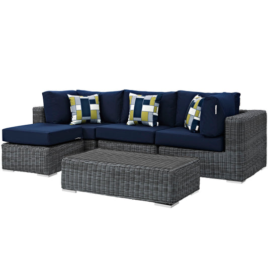 Summon 5 Piece Outdoor Patio Sunbrella® Sectional Set