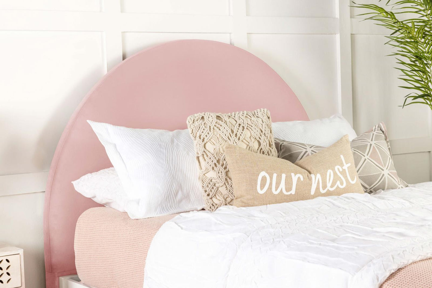 June Upholstered Arched Queen/Full Headboard Blush