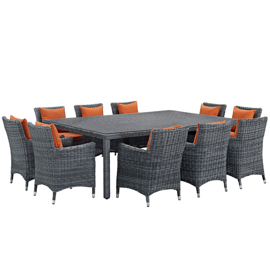 Summon 11 Piece Outdoor Patio Sunbrella® Dining Set