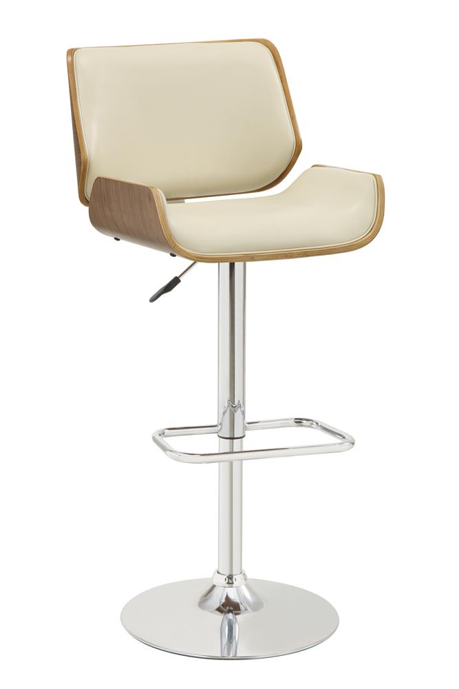 Folsom Upholstered Adjustable Bar Stool Ecru and Chrome