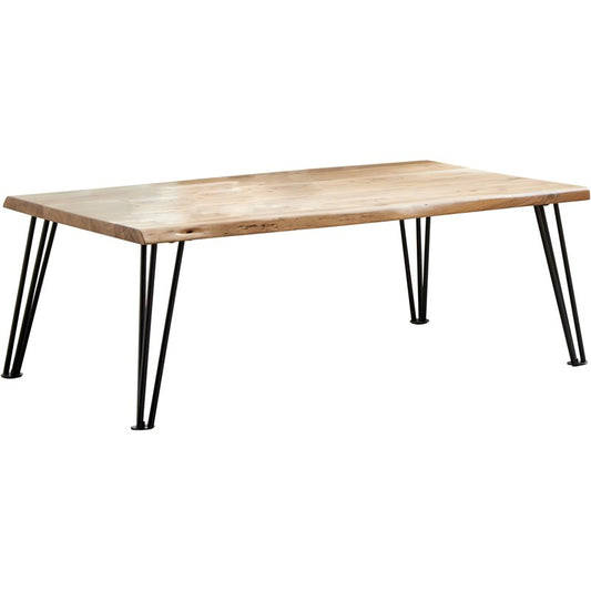 Gano Coffee Table with Hairpin Leg Natural and Matte Black