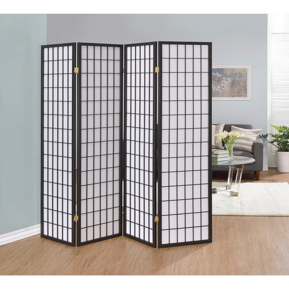 4-panel Folding Screen Dark Grey and White