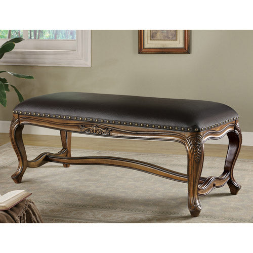 Upholstered Bench Brown and Black