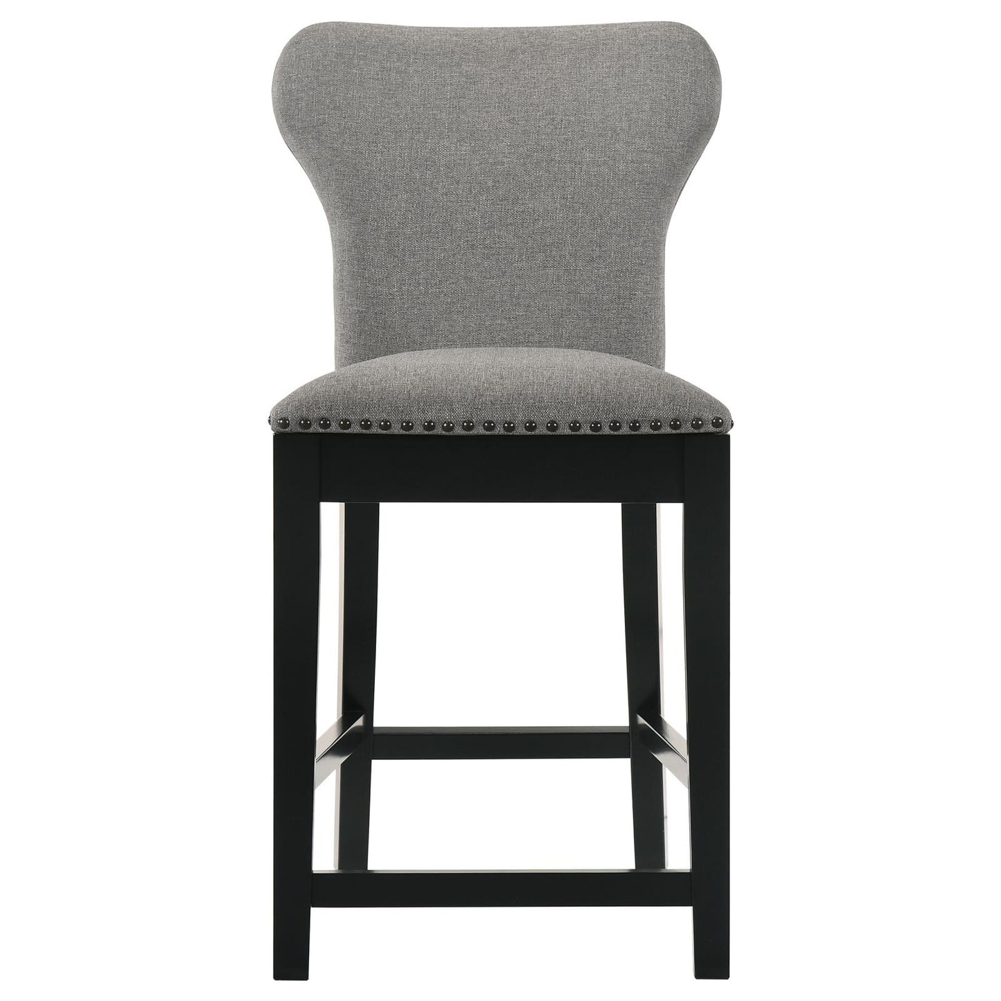 Ralland Upholstered Solid Back Counter Height Stools with Nailhead Trim (Set of 2) Grey and Black