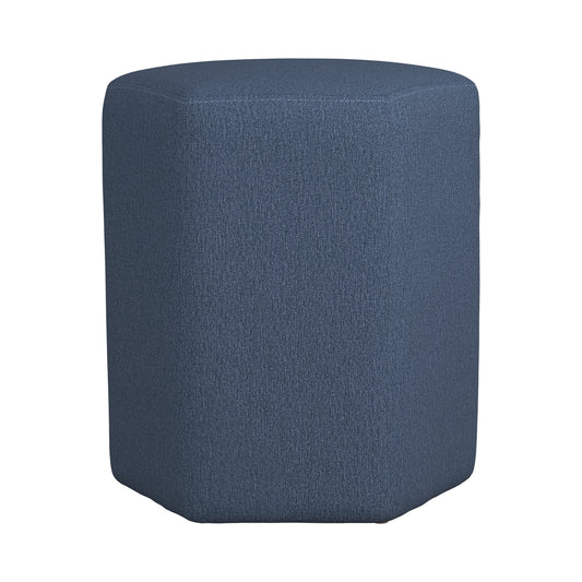 Hexagonal Upholstered Stool Blue