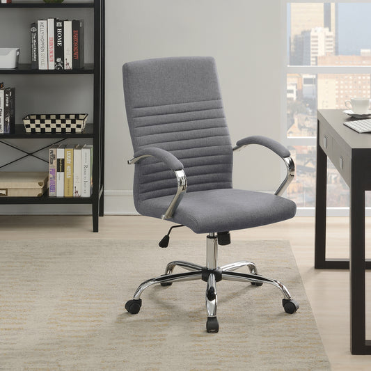 Upholstered Office Chair with Casters Grey and Chrome