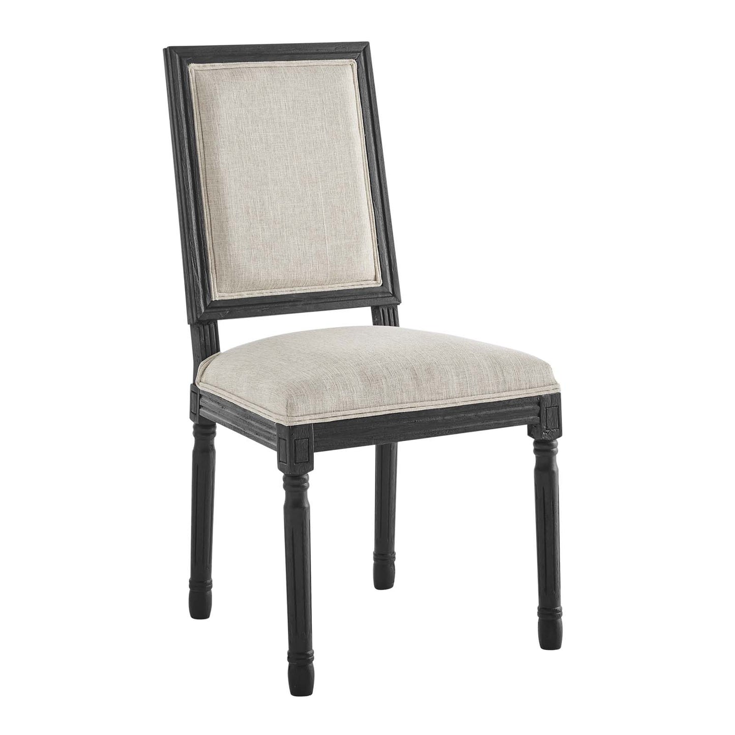 Court French Vintage Upholstered Fabric Dining Side Chair