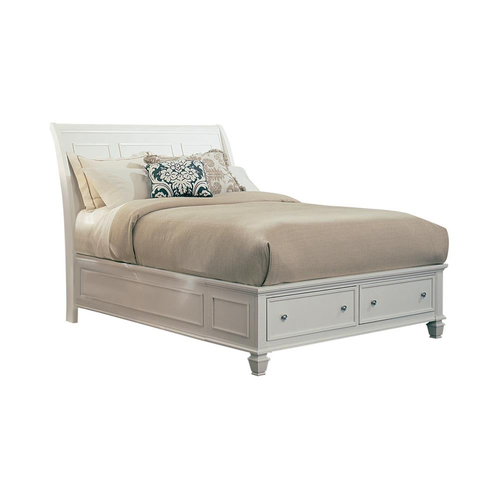 Sandy Beach California King Storage Sleigh Bed White