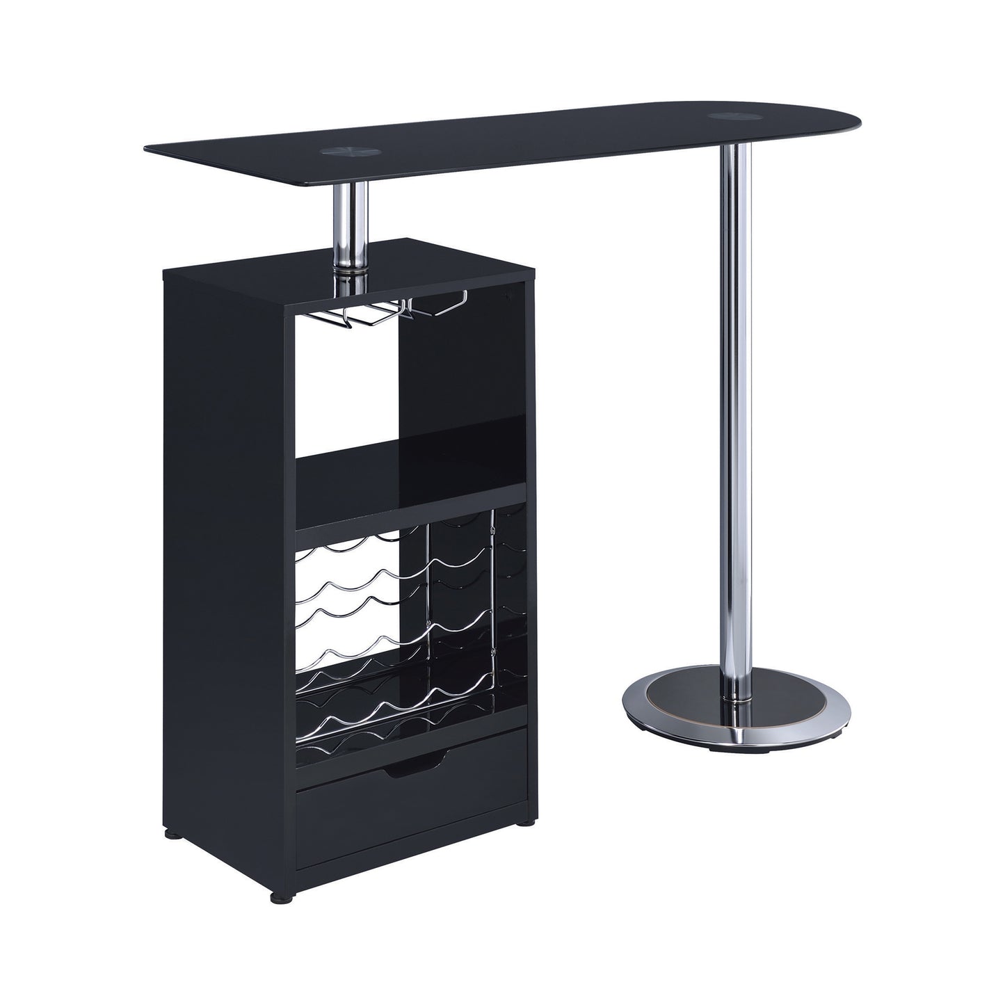 Koufax 1-drawer Bar Table Glossy Black