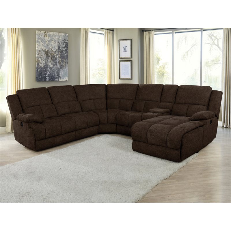 Belize 6-piece Pillow Top Arm Motion Sectional Brown