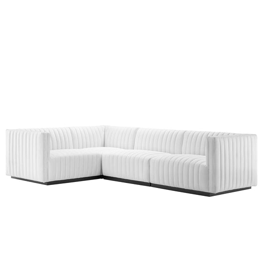 Conjure Channel Tufted Upholstered Fabric 4-Piece L-Shaped Sectional