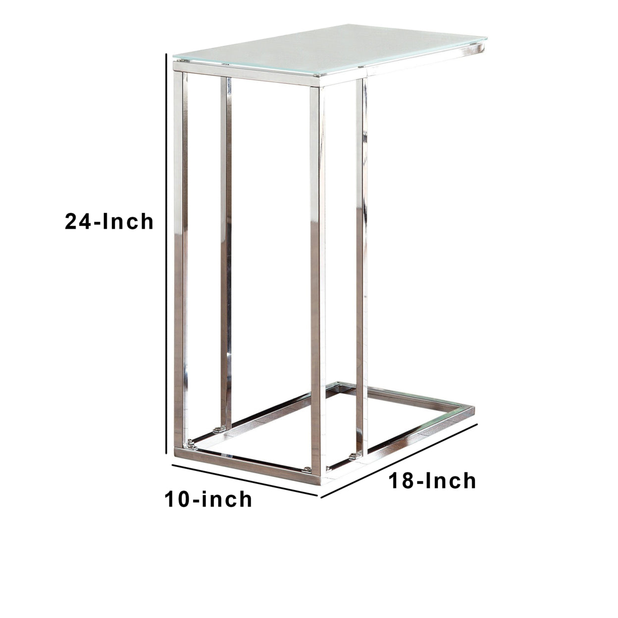 Glass Top Accent Table Chrome and White