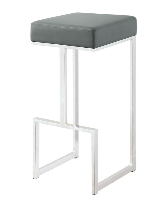 Gervase Square Bar Stool Grey and Chrome