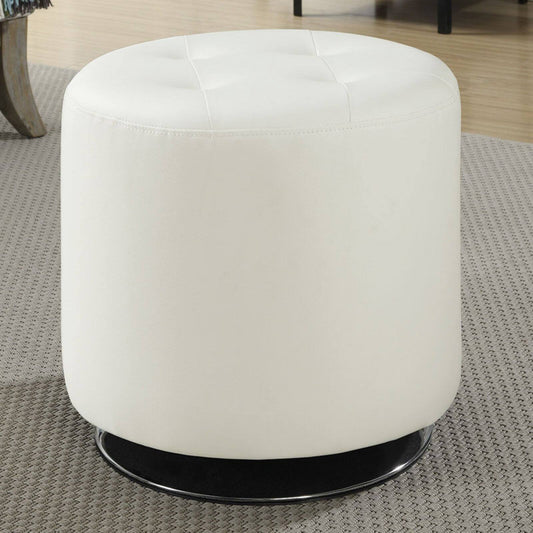 Round Upholstered Ottoman White