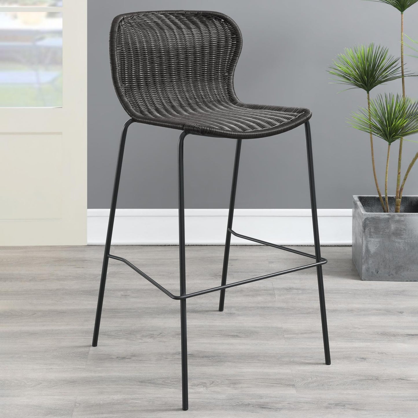 McKinley Upholstered Bar Stools with Footrest (Set of 2) Brown and Sandy Black