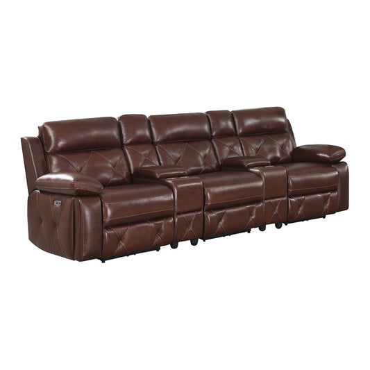 Chester Upholstered Power Reclining Seat and Power Headrest Home Theater Chocolate