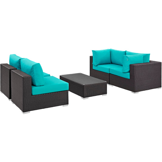 Convene 5 Piece Outdoor Patio Sectional Set