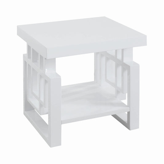 Rectangular End Table High Glossy White