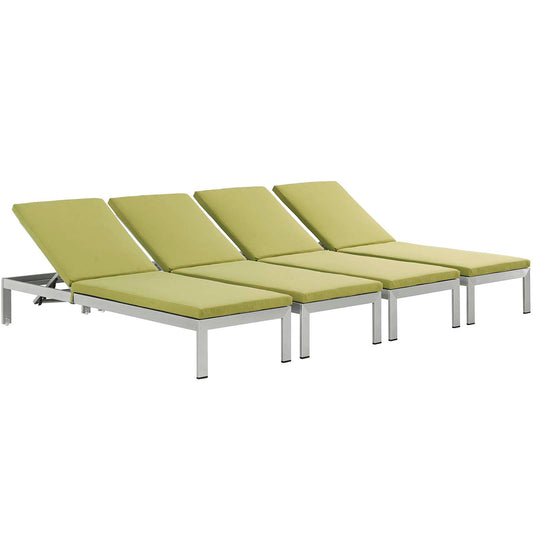 Shore Chaise with Cushions Outdoor Patio Aluminum Set of 4