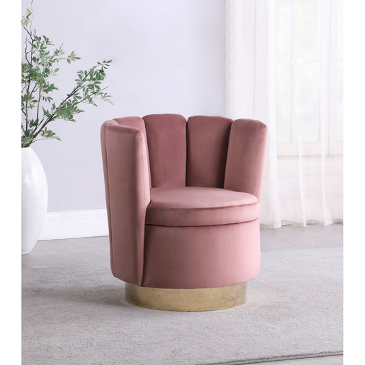 Channeled Tufted Swivel Chair Rose and Gold