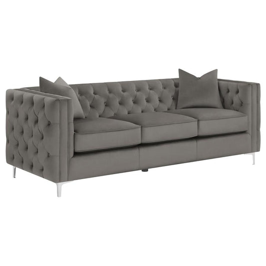 Phoebe 2-piece Tufted Tuxedo Arms Living Room Set Urban Bronze