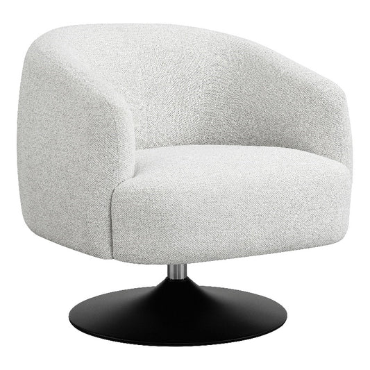 Upholstered Swivel Accent Chair Beige and Matte Black