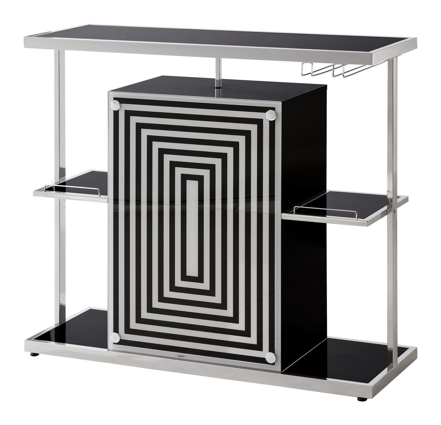 Zinnia 2-tier Bar Unit Glossy Black and White