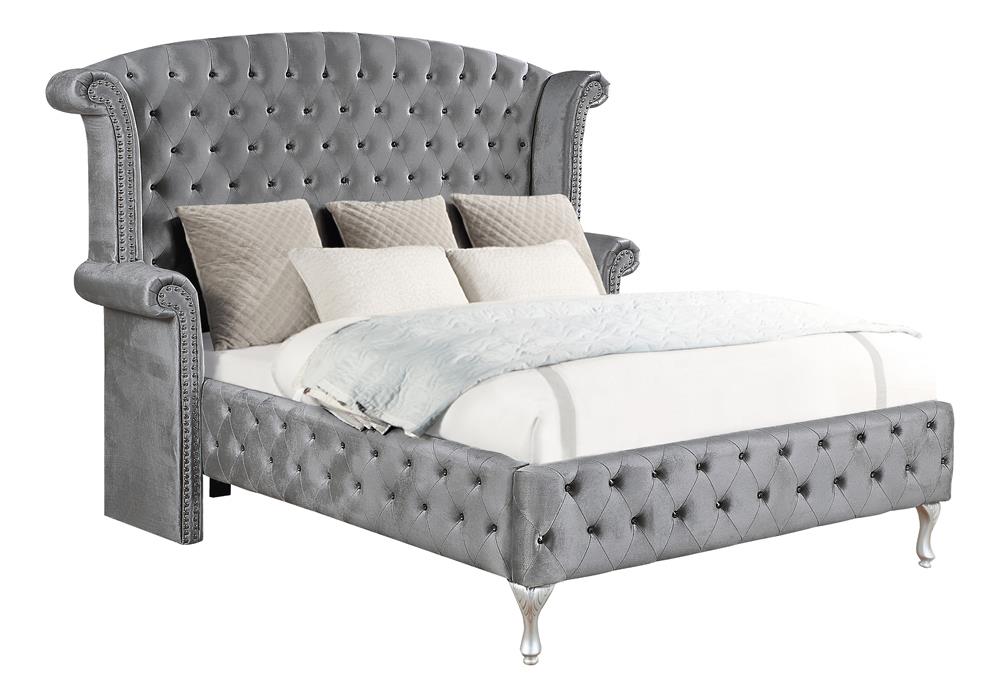 Deanna Queen Tufted Upholstered Bed Grey