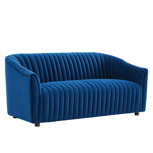 Announce Performance Velvet Channel Tufted Loveseat