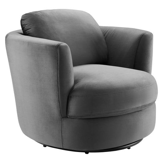 Pirouette Performance Velvet Swivel Armchair