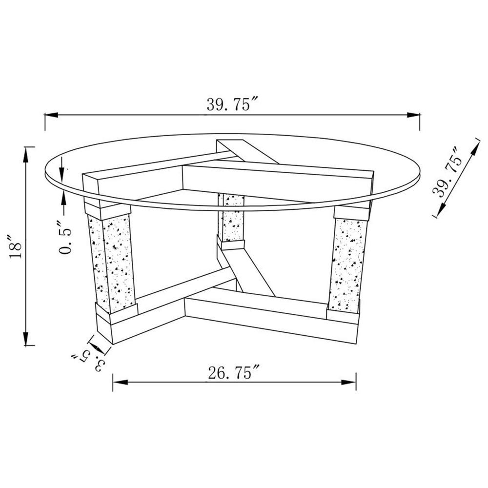 Octave Square Post Legs Round Coffee Table Mirror