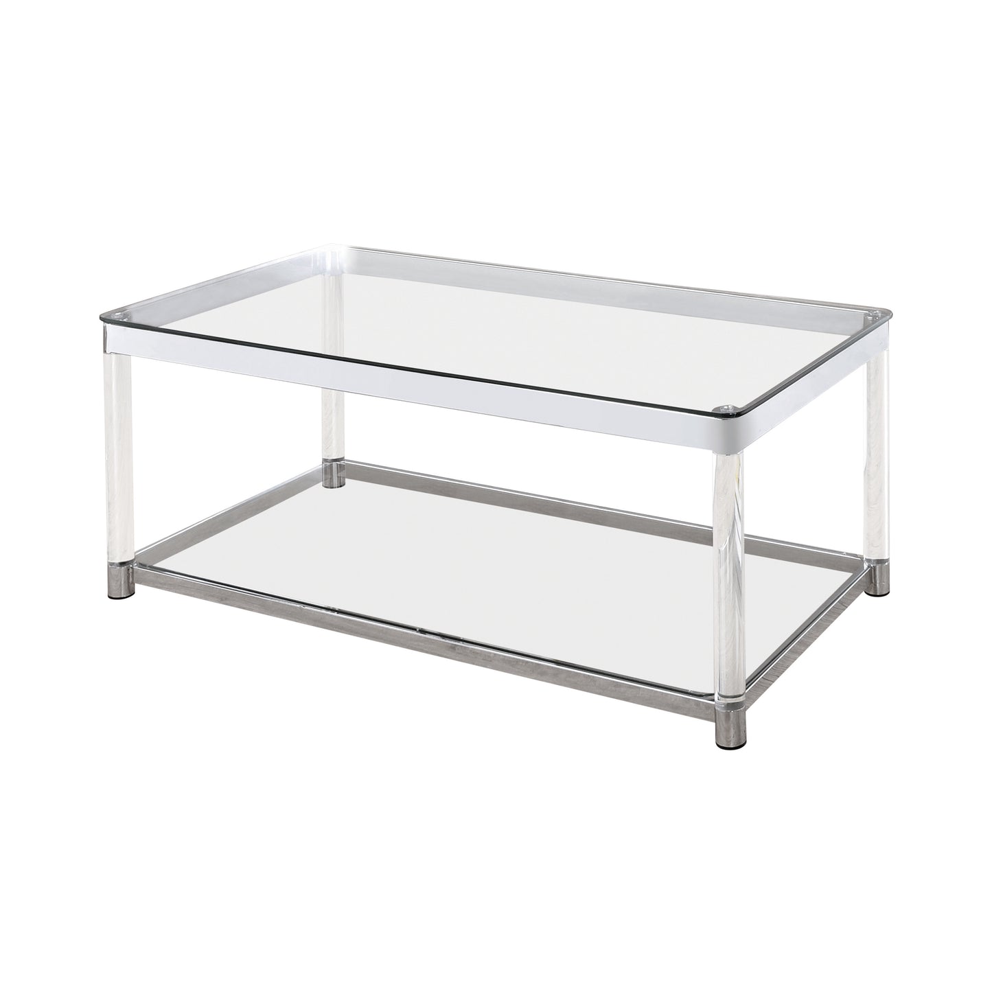 Claude Coffee Table with Lower Shelf Chrome and Clear