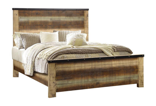 Sembene Queen Panel Bed Antique Multi-color