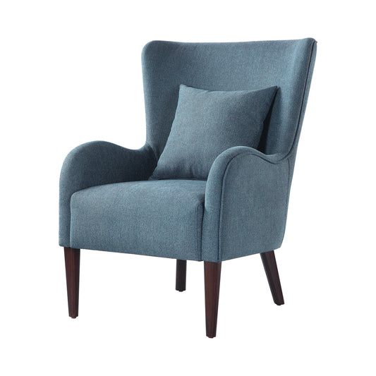 Curved Arm Upholstered Accent Chair Blue