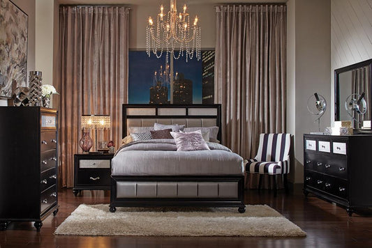 Barzini Bedroom Set with Upholstered Headboard Black