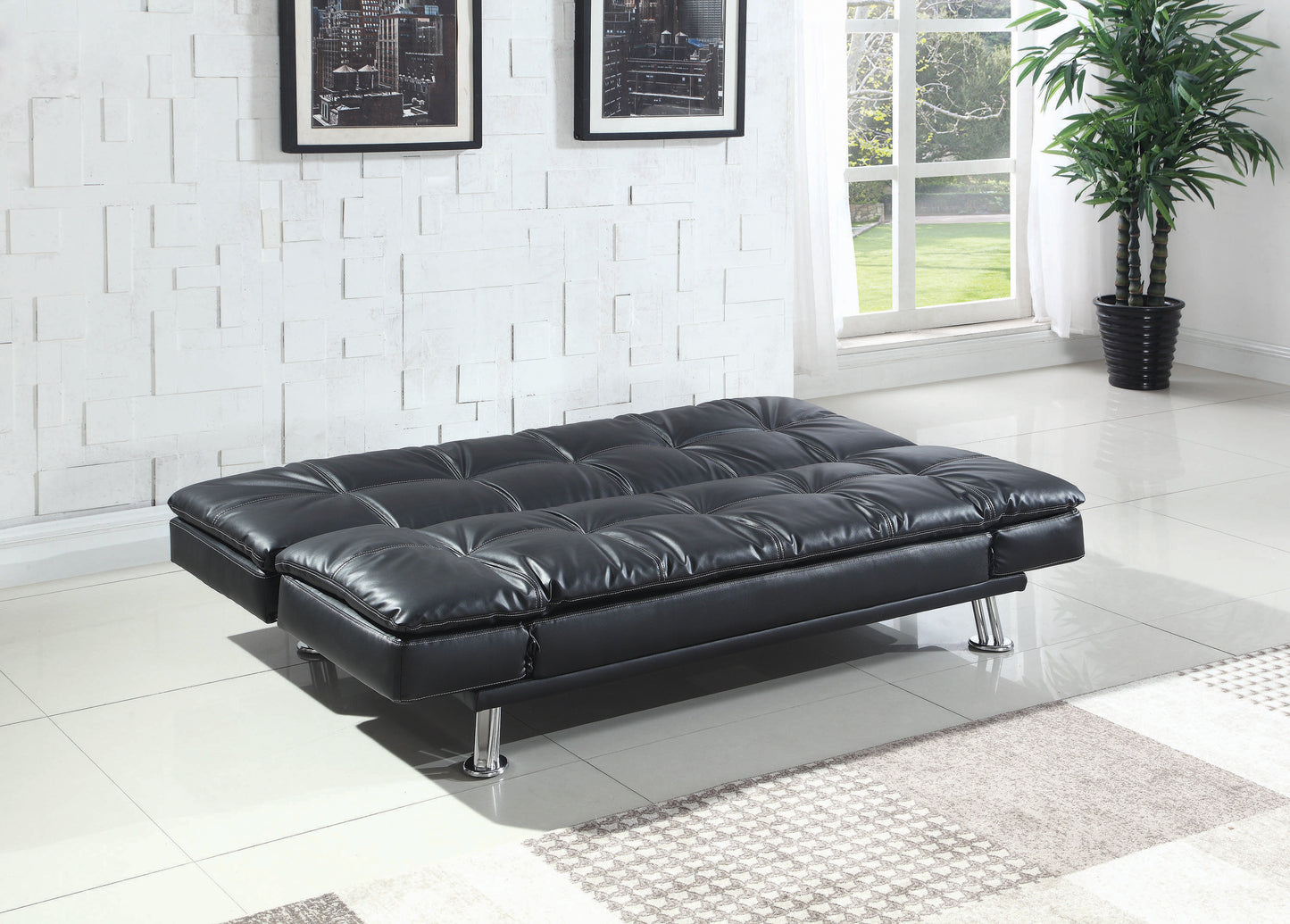 Dilleston Tufted Back Upholstered Sofa Bed Black