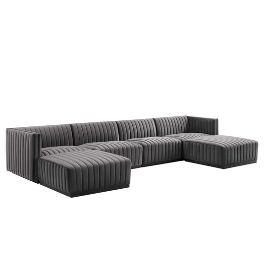 Conjure Channel Tufted Performance Velvet 6-Piece Sectional