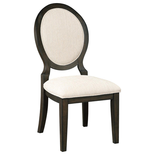 Twyla Upholstered Dining Chairs with Oval Back (Set of 2) Cream and Dark Cocoa