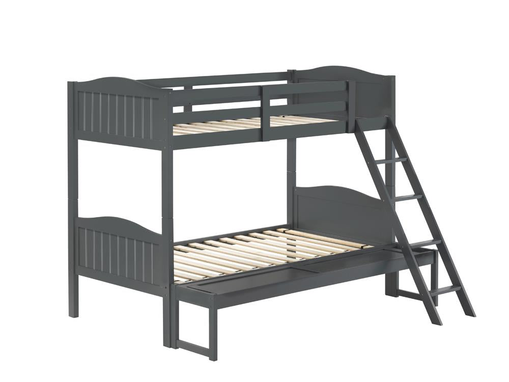 Littleton Twin/Full Bunk Bed with Ladder Grey