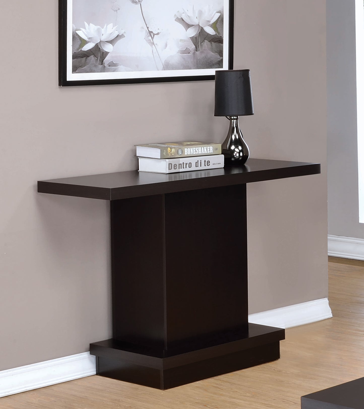 Pedestal Sofa Table Cappuccino