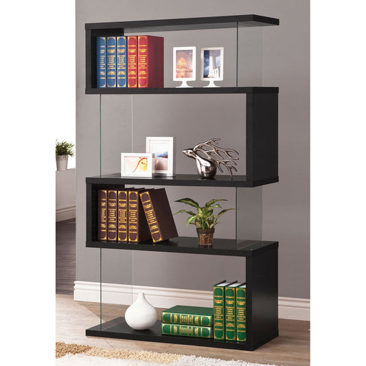 Emelle 4-tier Bookcase Black and Clear