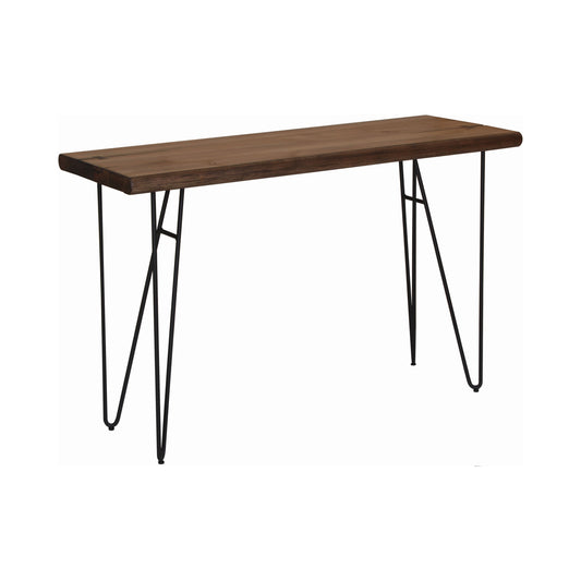 Sofa Table with Hairpin Legs Natural Honey and Gunmetal