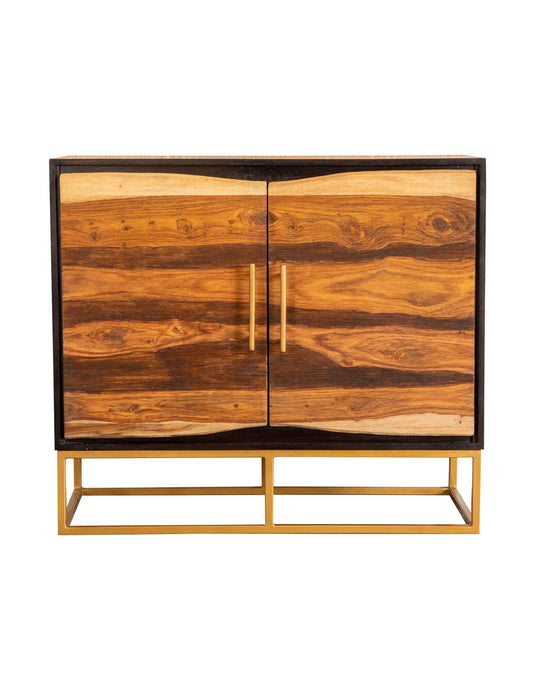 2-door Accent Cabinet Black Walnut and Gold
