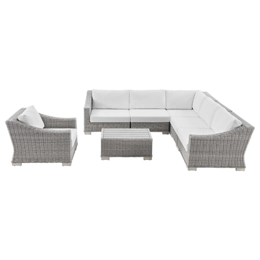 Conway Outdoor Patio Wicker Rattan 7-Piece Sectional Sofa Furniture Set