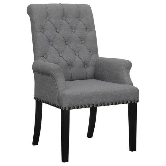 Alana Upholstered Tufted Arm Chair with Nailhead Trim