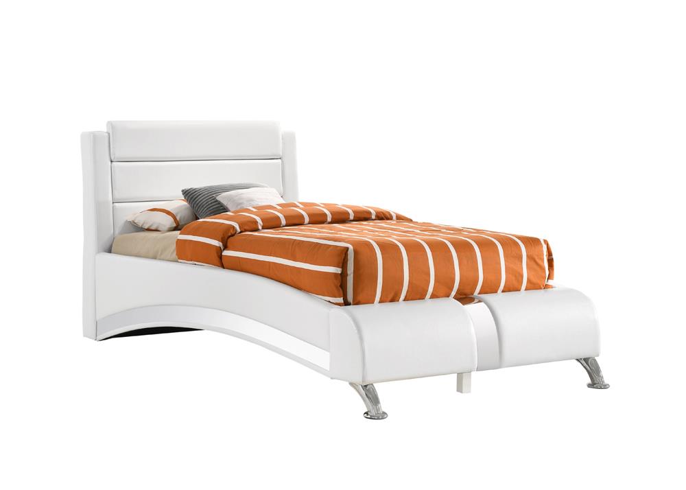 Jeremaine Twin Upholstered Platform Bed Glossy White